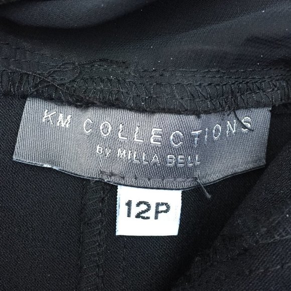 KM Collections black satin corset style beaded top - size 12P - Picture 5 of 6